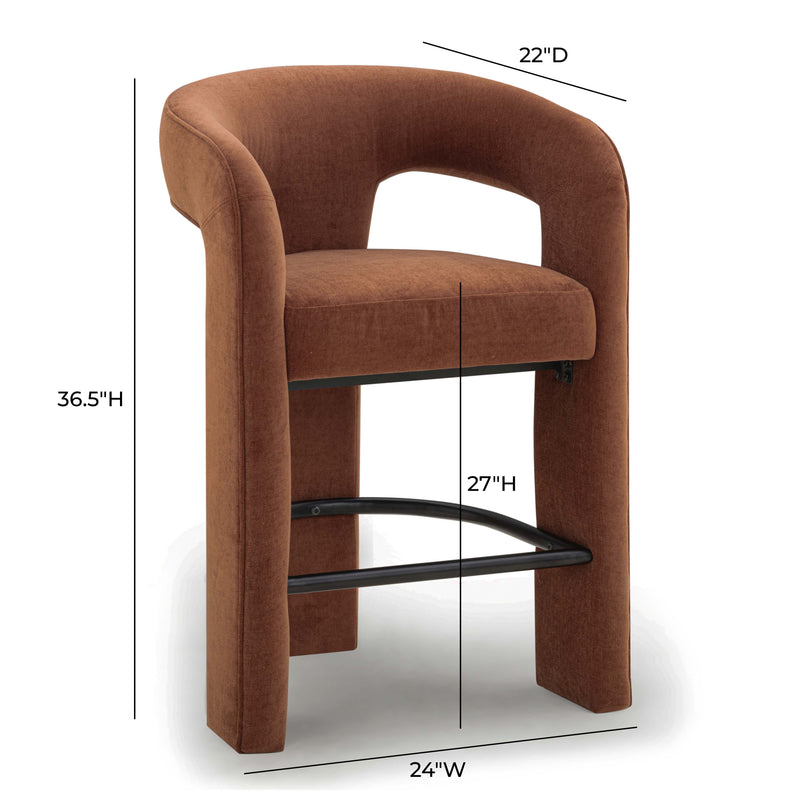 Malone Performance Chenille Stool - Rust / Counter Height