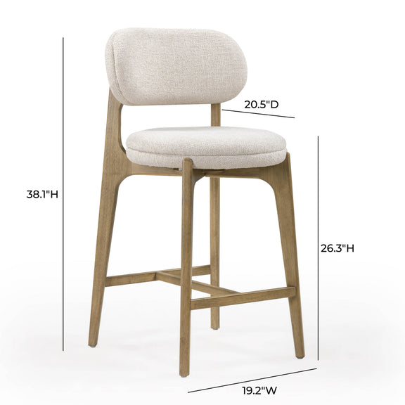 Carnation Performance Fabric Counter Stool - Cream