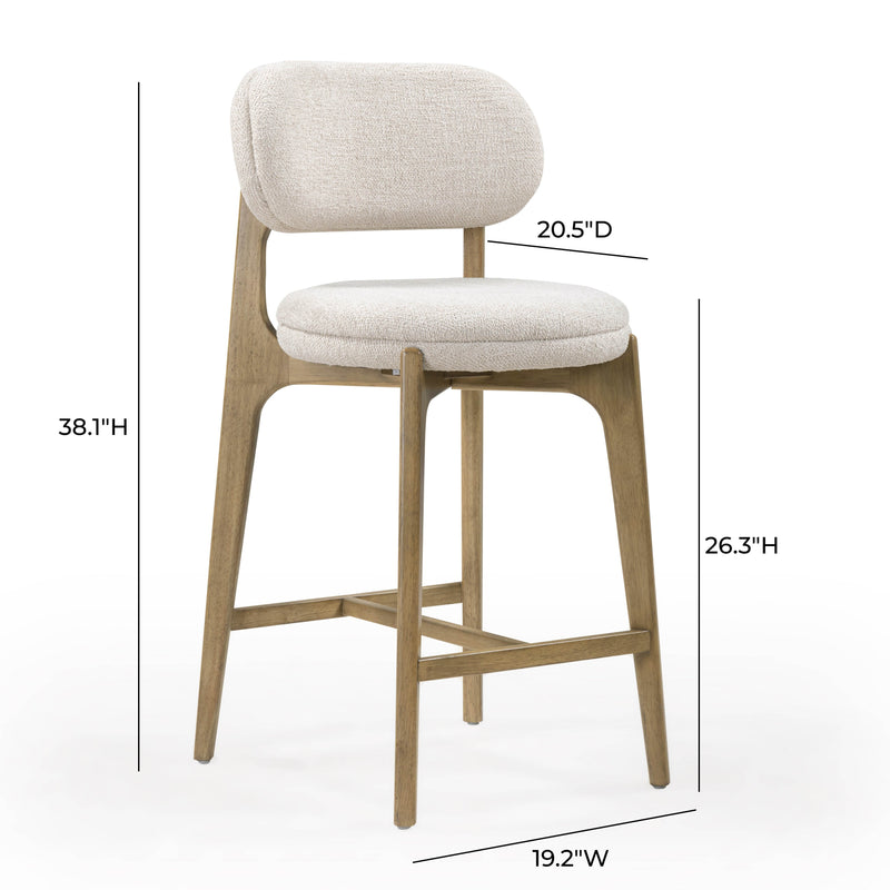 Carnation Performance Fabric Counter Stool - Cream