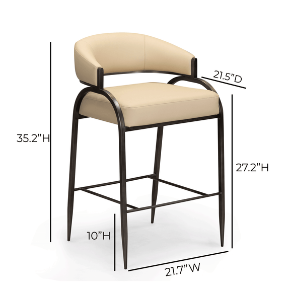Tatum Performance Vegan Leather Counter Stool - Taupe