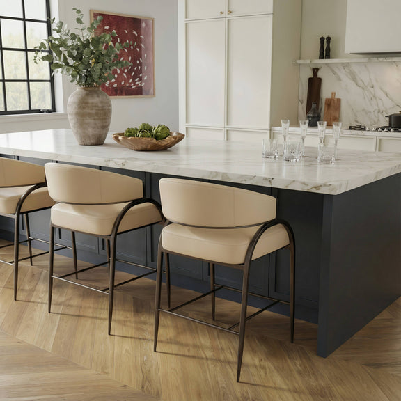 Tatum Performance Vegan Leather Counter Stool - Taupe
