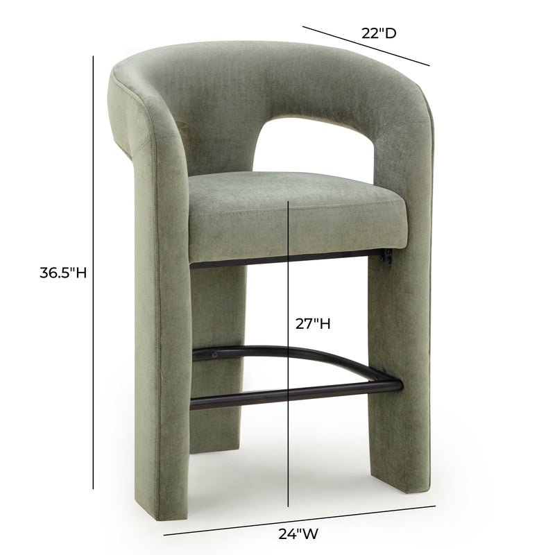 Malone Performance Chenille Stool - Green / Counter Height