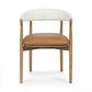 Vina Cognac Performance Vegan Leather and Cream Textured Weave Dining Chair