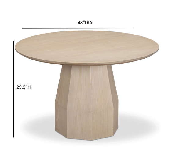 Brocha 48'' Ash Wood Round Dining Table - Driftwood