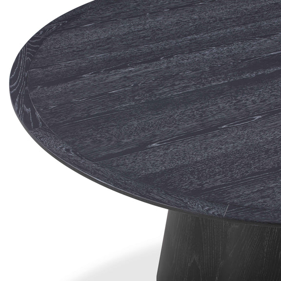 Sahara Round Oak Dining Table (41"-60") - Black / 60"