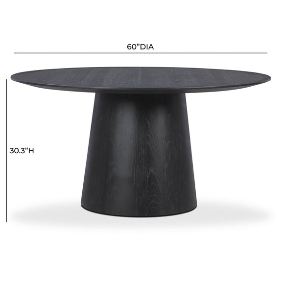 Sahara Round Oak Dining Table (41"-60") - Black / 60"