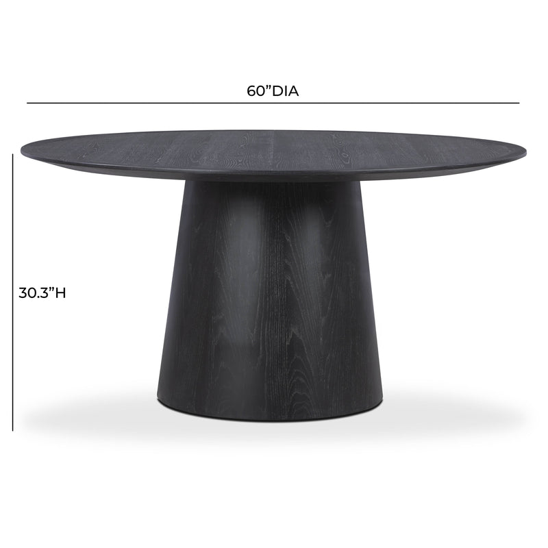 Sahara Round Oak Dining Table (41"-60") - Black / 60"
