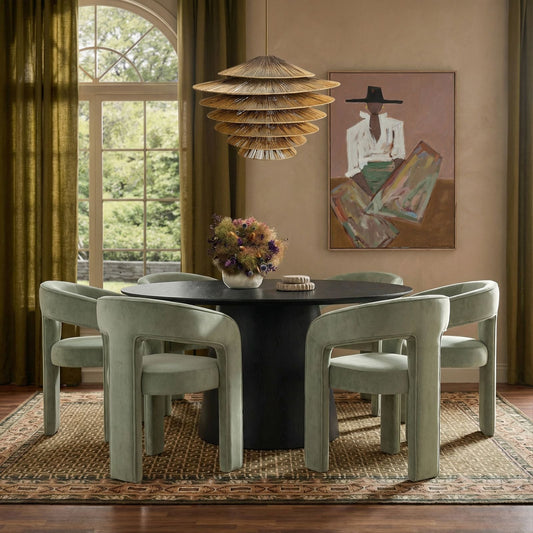 Sahara Round Oak Dining Table (41"-60") - Black / 60"