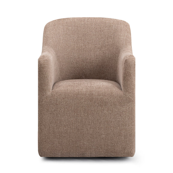 Helena Tall Textured Weave Performance Fabric Dining Chair - Chocolate Brown