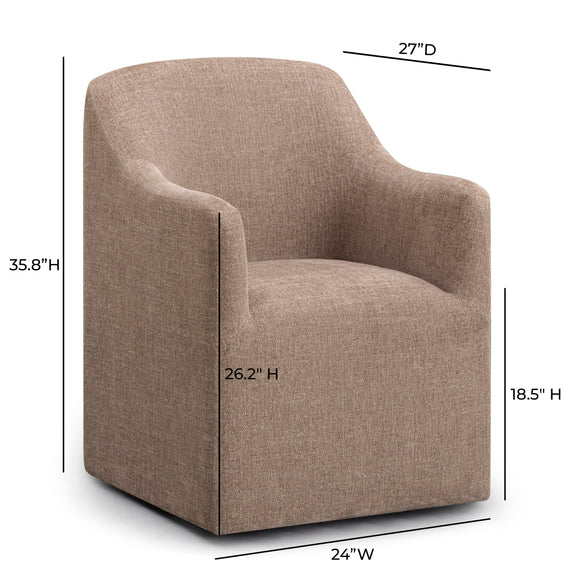 Helena Tall Textured Weave Performance Fabric Dining Chair - Chocolate Brown