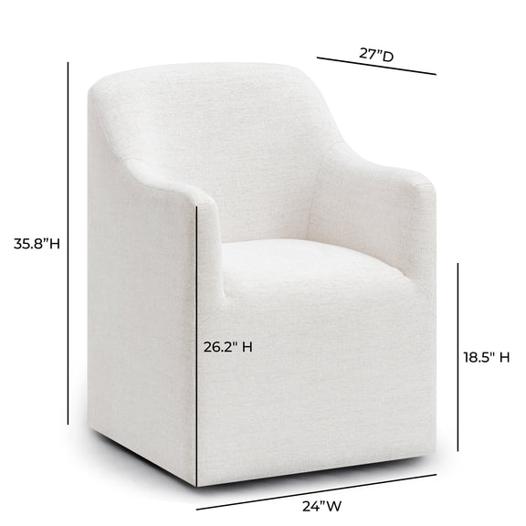 Helena Tall Textured Weave Performance Fabric Dining Chair - Off-White
