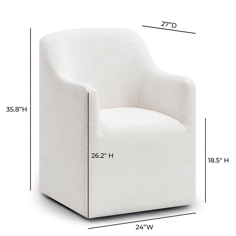 Helena Tall Textured Weave Performance Fabric Dining Chair - Off-White