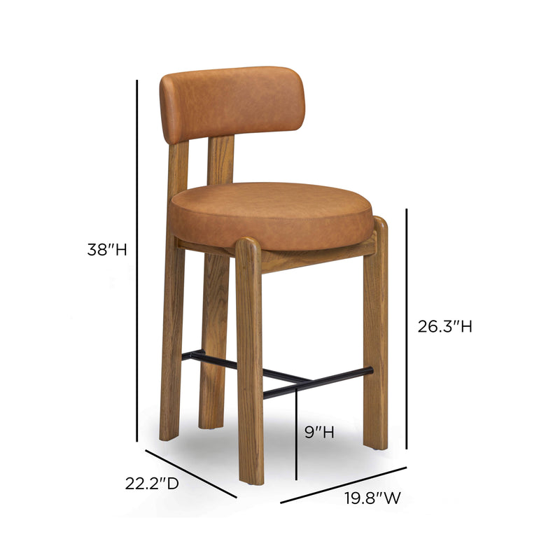 Odessa Performance Vegan Leather Counter Stool - Brown