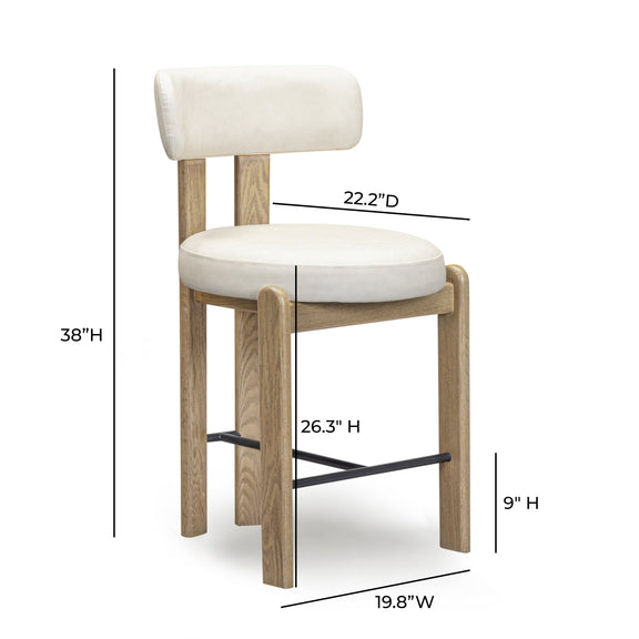 Odessa Performance Vegan Leather Counter Stool - Cream