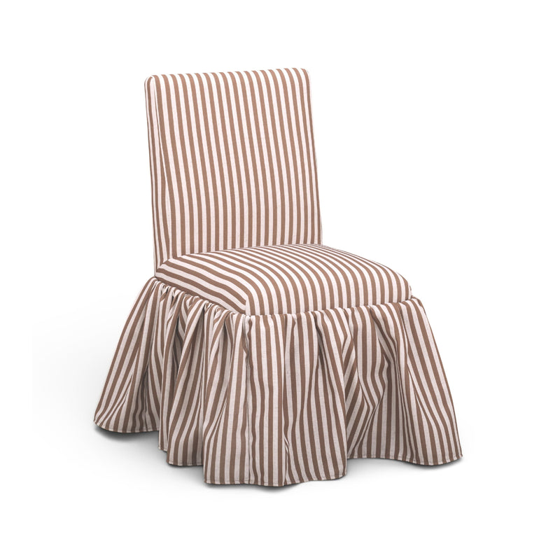 Gertrude Striped Performance Linen Skirted Dining Chair - Brown