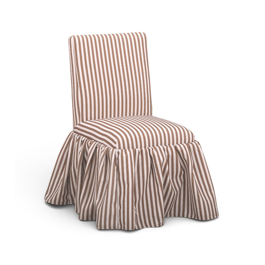 Gertrude Striped Performance Linen Skirted Dining Chair - Brown
