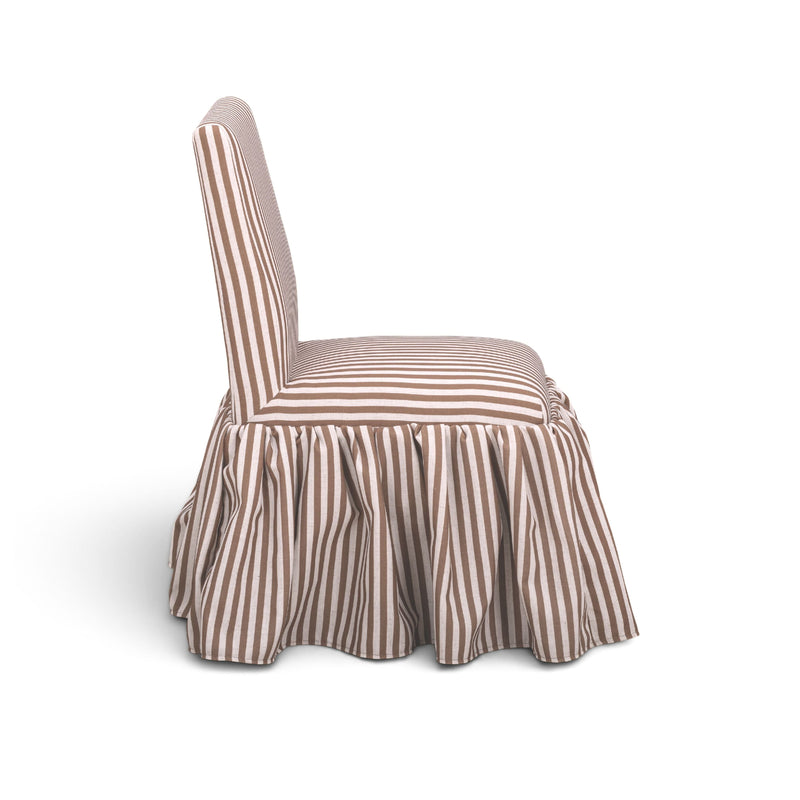 Gertrude Striped Performance Linen Skirted Dining Chair - Brown