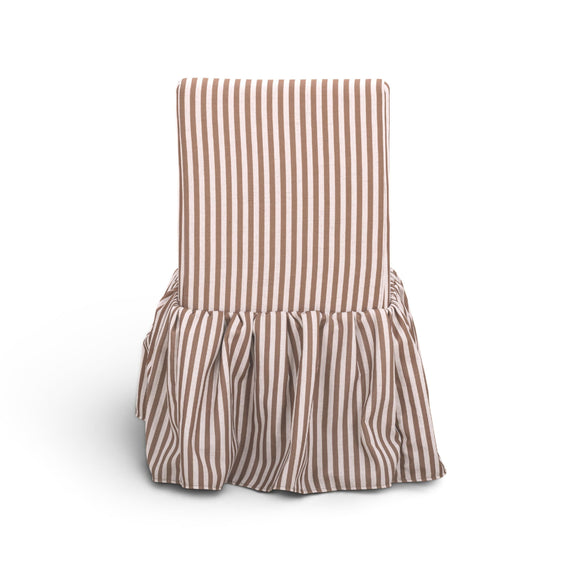 Gertrude Striped Performance Linen Skirted Dining Chair - Brown