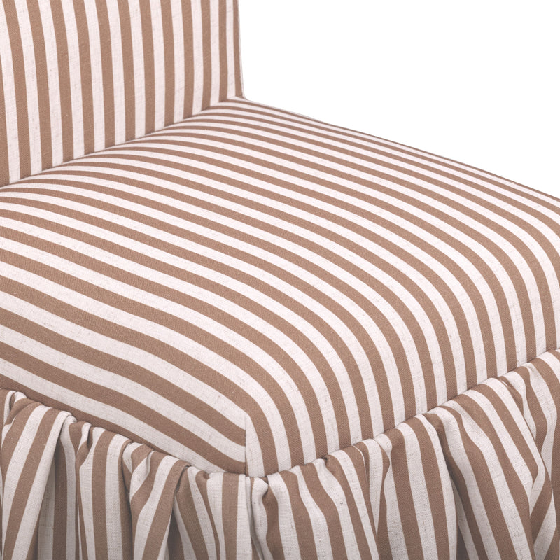 Gertrude Striped Performance Linen Skirted Dining Chair - Brown