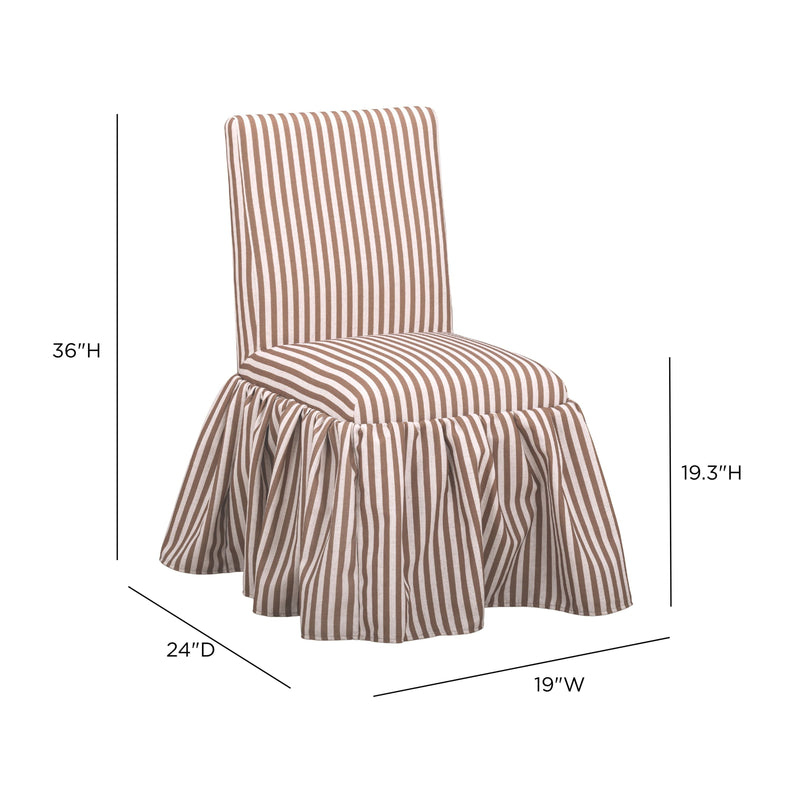 Gertrude Striped Performance Linen Skirted Dining Chair - Brown