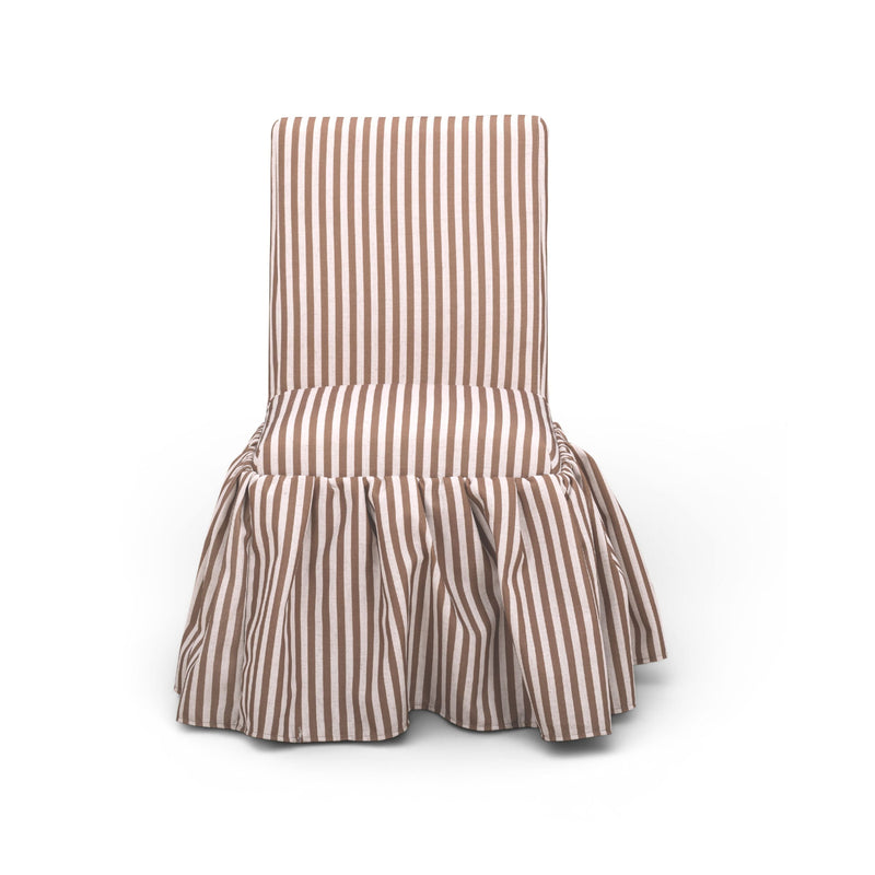 Gertrude Striped Performance Linen Skirted Dining Chair - Brown