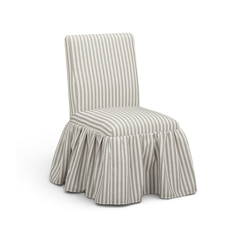 Gertrude Striped Performance Linen Skirted Dining Chair - Khaki
