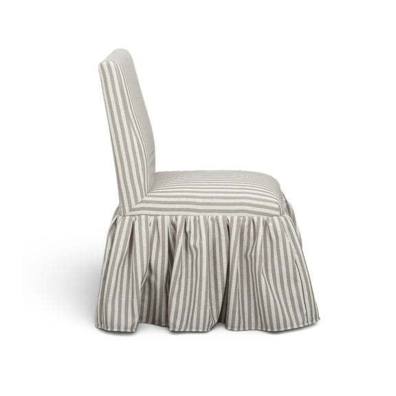 Gertrude Striped Performance Linen Skirted Dining Chair - Khaki
