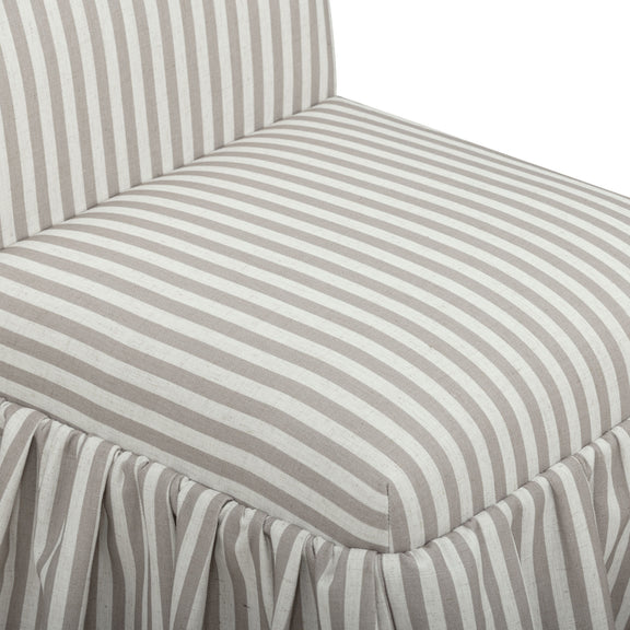 Gertrude Striped Performance Linen Skirted Dining Chair - Khaki