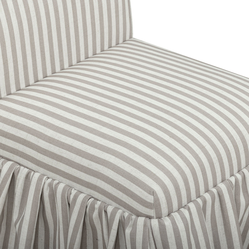 Gertrude Striped Performance Linen Skirted Dining Chair - Khaki