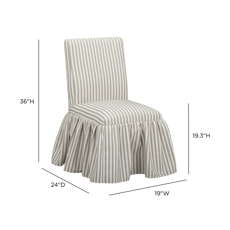 Gertrude Striped Performance Linen Skirted Dining Chair - Khaki