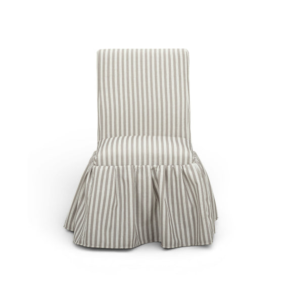 Gertrude Striped Performance Linen Skirted Dining Chair - Khaki