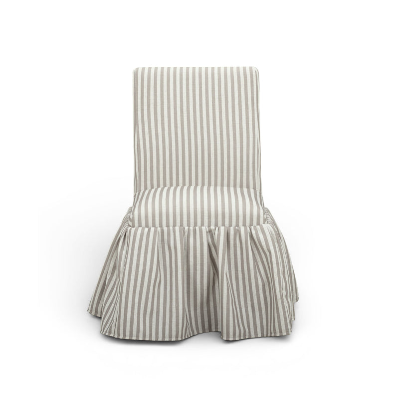 Gertrude Striped Performance Linen Skirted Dining Chair - Khaki