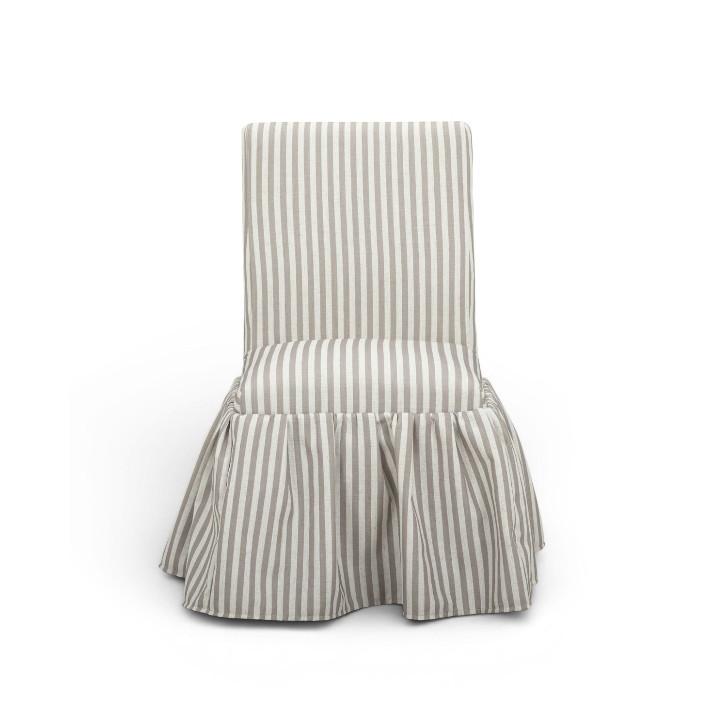 Gertrude Striped Performance Linen Skirted Dining Chair - Khaki