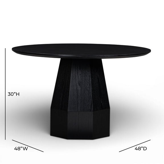 Brocha 48'' Ash Wood Round Dining Table - Black