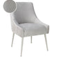 Beatrix Pleated Light Grey Velvet Side Chair - Silver Legs