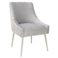 Beatrix Pleated Light Grey Velvet Side Chair - Silver Legs