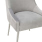 Beatrix Pleated Light Grey Velvet Side Chair - Silver Legs