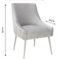 Beatrix Pleated Light Grey Velvet Side Chair - Silver Legs