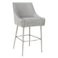 Beatrix Pleated Light Grey Velvet Counter Stool