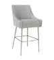 Beatrix Pleated Light Grey Velvet Counter Stool