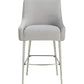 Beatrix Pleated Light Grey Velvet Counter Stool