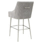 Beatrix Pleated Light Grey Velvet Counter Stool
