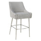 Beatrix Pleated Light Grey Velvet Bar Stool