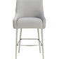 Beatrix Pleated Light Grey Velvet Bar Stool