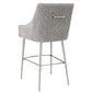 Beatrix Pleated Light Grey Velvet Bar Stool