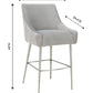 Beatrix Pleated Light Grey Velvet Bar Stool