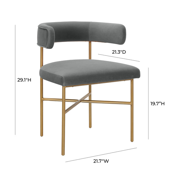 Kim Velvet Chair in Grey