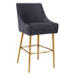 Beatrix Pleated Dark Grey Velvet Counter Stool