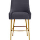 Beatrix Pleated Dark Grey Velvet Counter Stool
