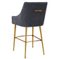 Beatrix Pleated Dark Grey Velvet Counter Stool